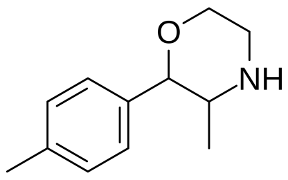 The skeletal chemical structure for 4-methylphenmetrazine, a chemical analog of phenmetrazine